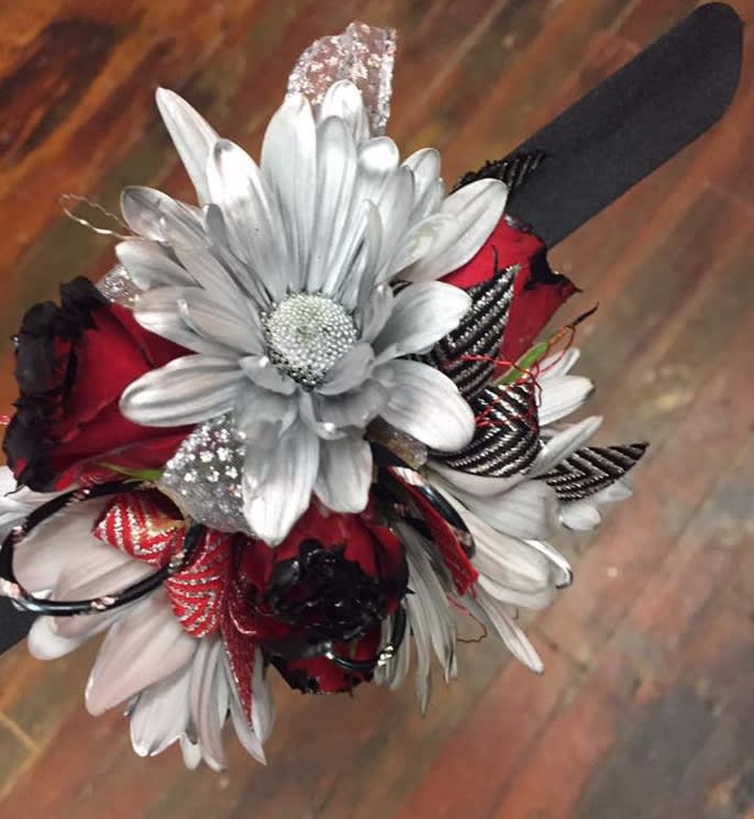 Silver wrist corsage top