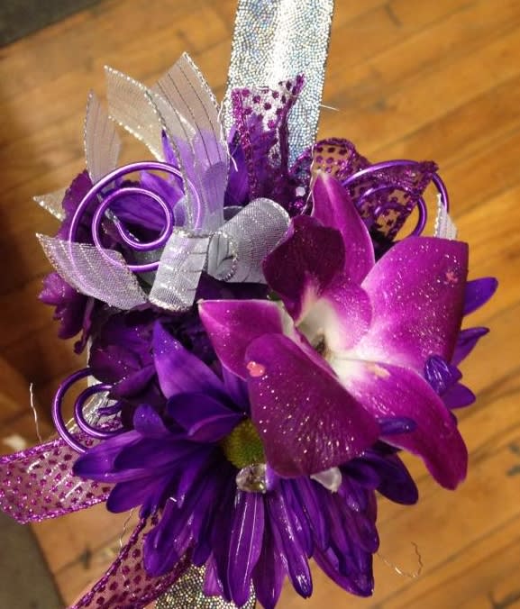 Purple store flower corsage