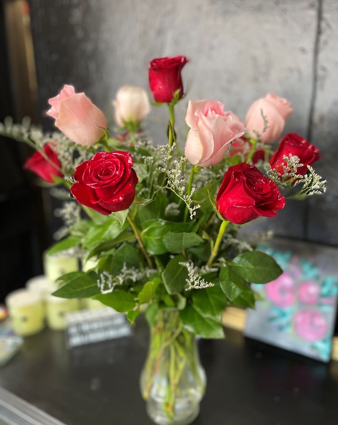 Blushing Roses - Six pink and Six red Roses