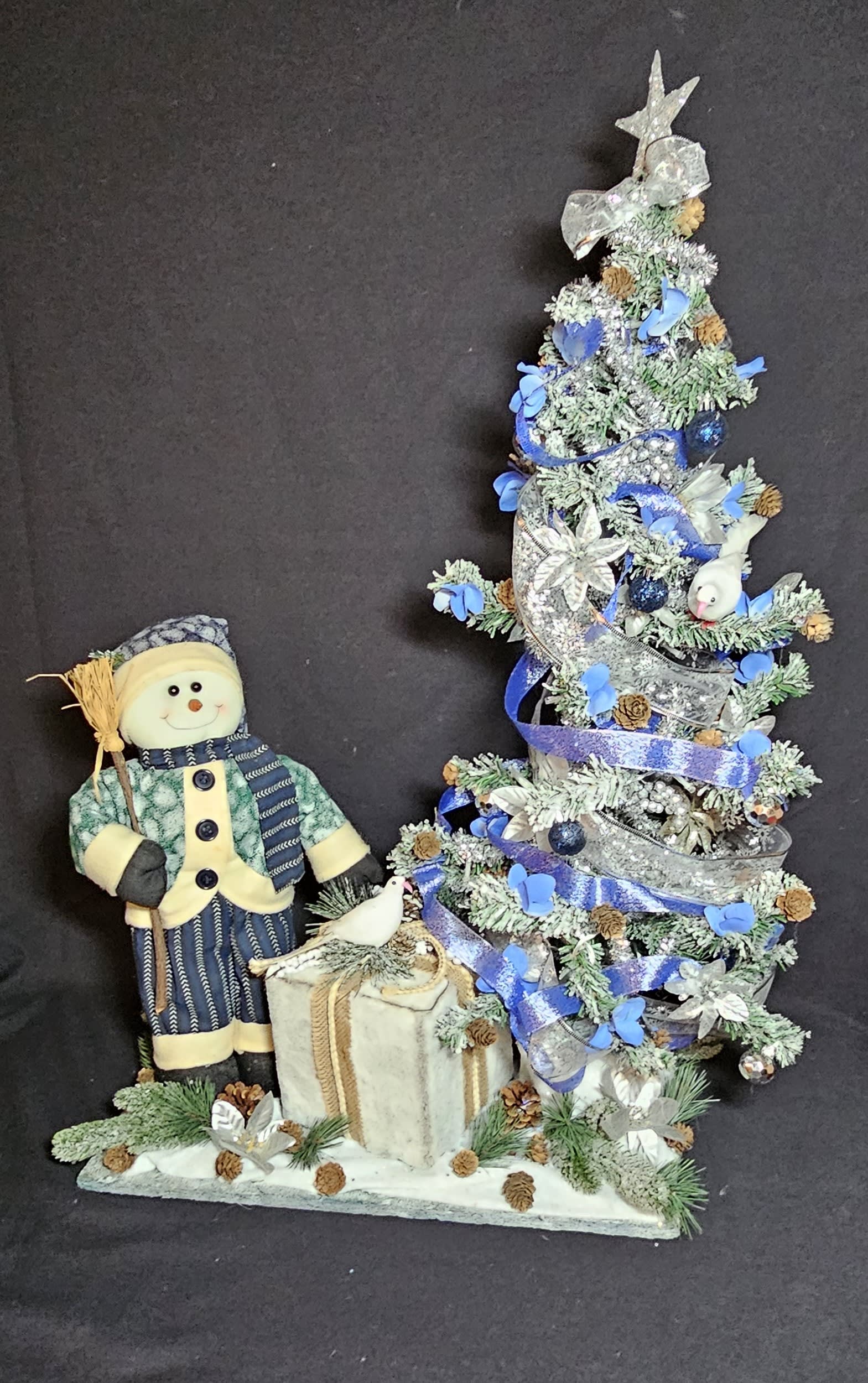 Snowman Wonderland - Modern day snowman scene with gifts and trees