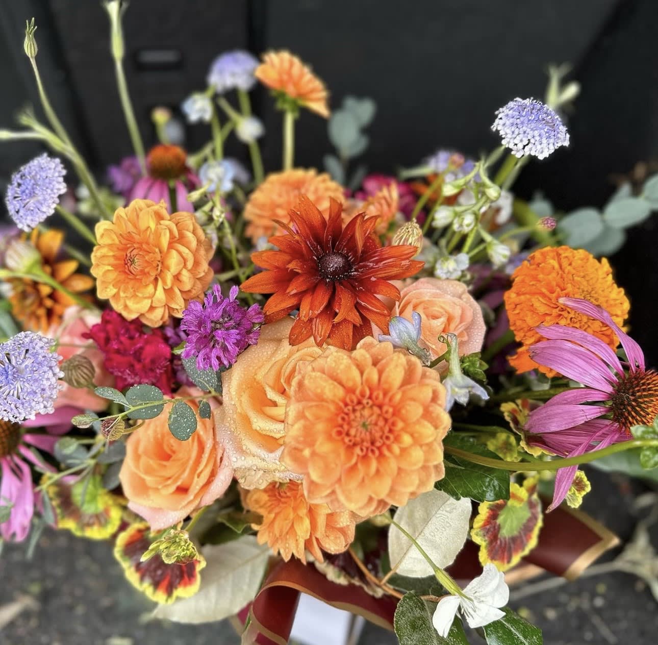 Seasonal Arrangement Seasonal Arrangement - This glass cylinder is filled with all things locally grown in Sonoma County! This is a designer choice using all florals that are currently in season. We love all textures and colors to make someone's day glorious!