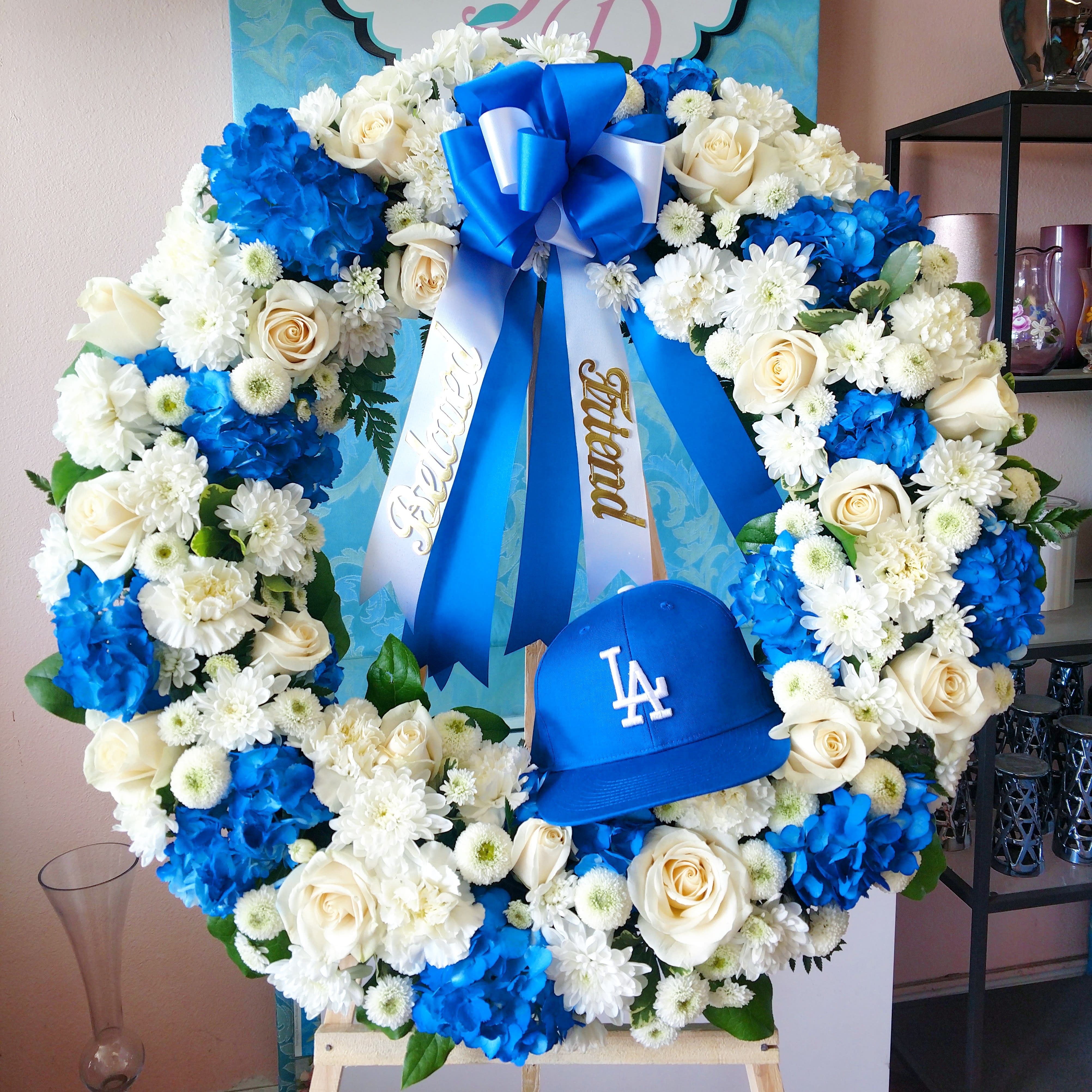 Dodger Wreath With Hat In Downey Ca