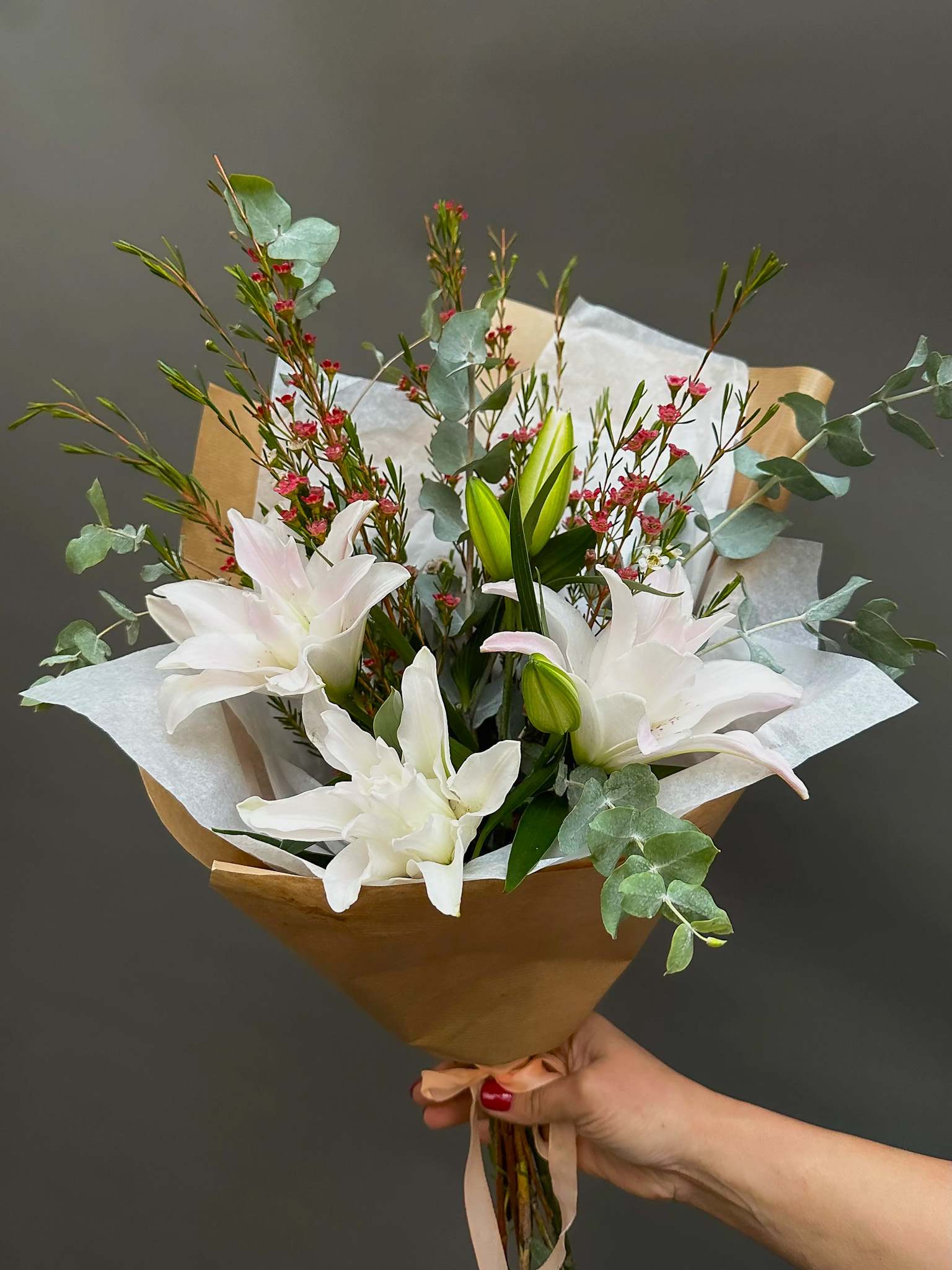 White Lilies Bouquet - Standard - Your order will be arranged approximately as shown on our website