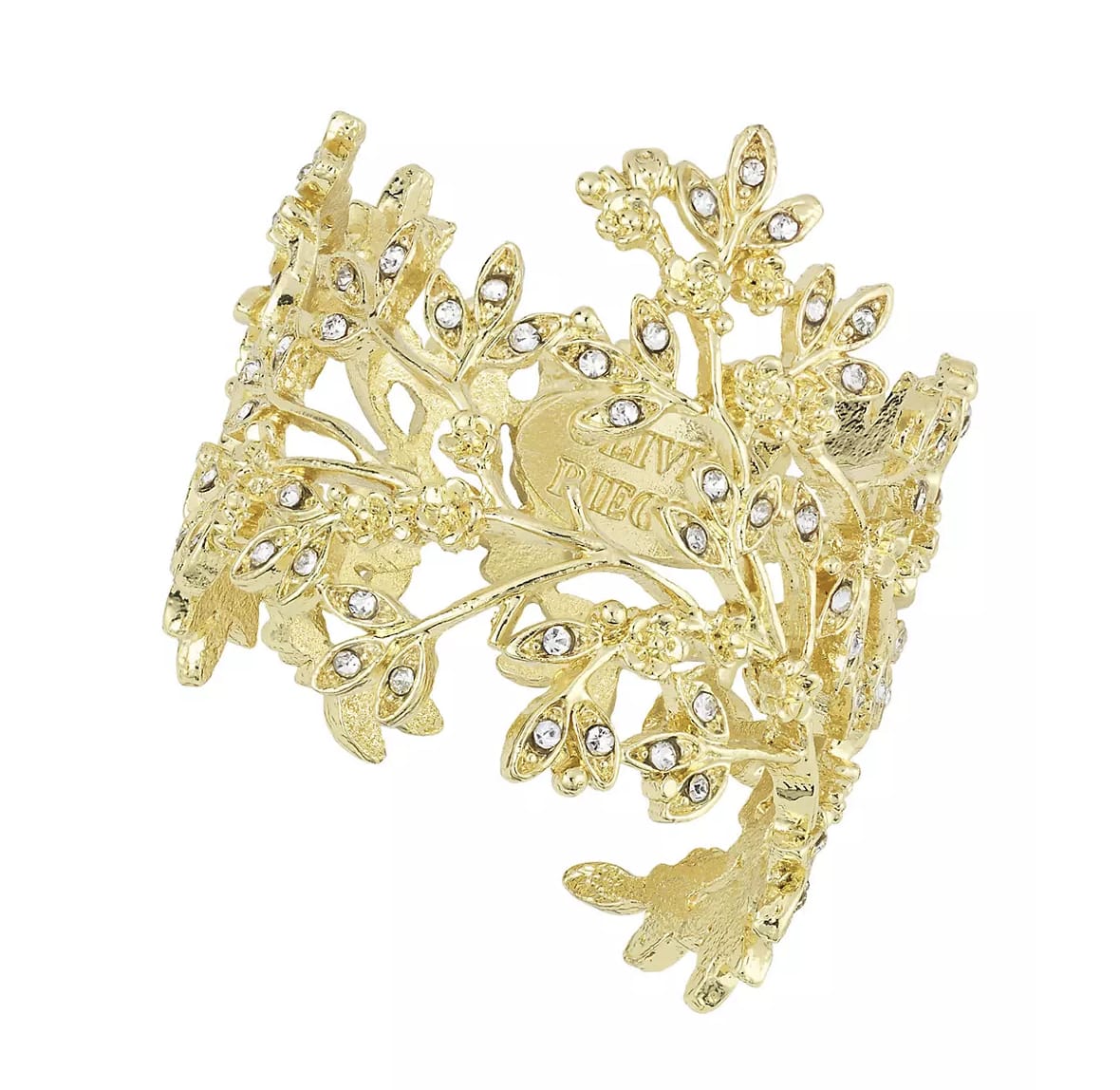 Olivia Riegel sadora Napkin Ring (Set of 4) - Contemporary intricate gold finished pewter branch pattern, adorned with hand-set clear European crystals. Tarnish resistant. Set of 4 napkin rings presented in signature luxury gift box.  Dimensions: 1.75&quot;Dia x 1.75&quot;H Weight: 0.45 lb (includes gift box).
