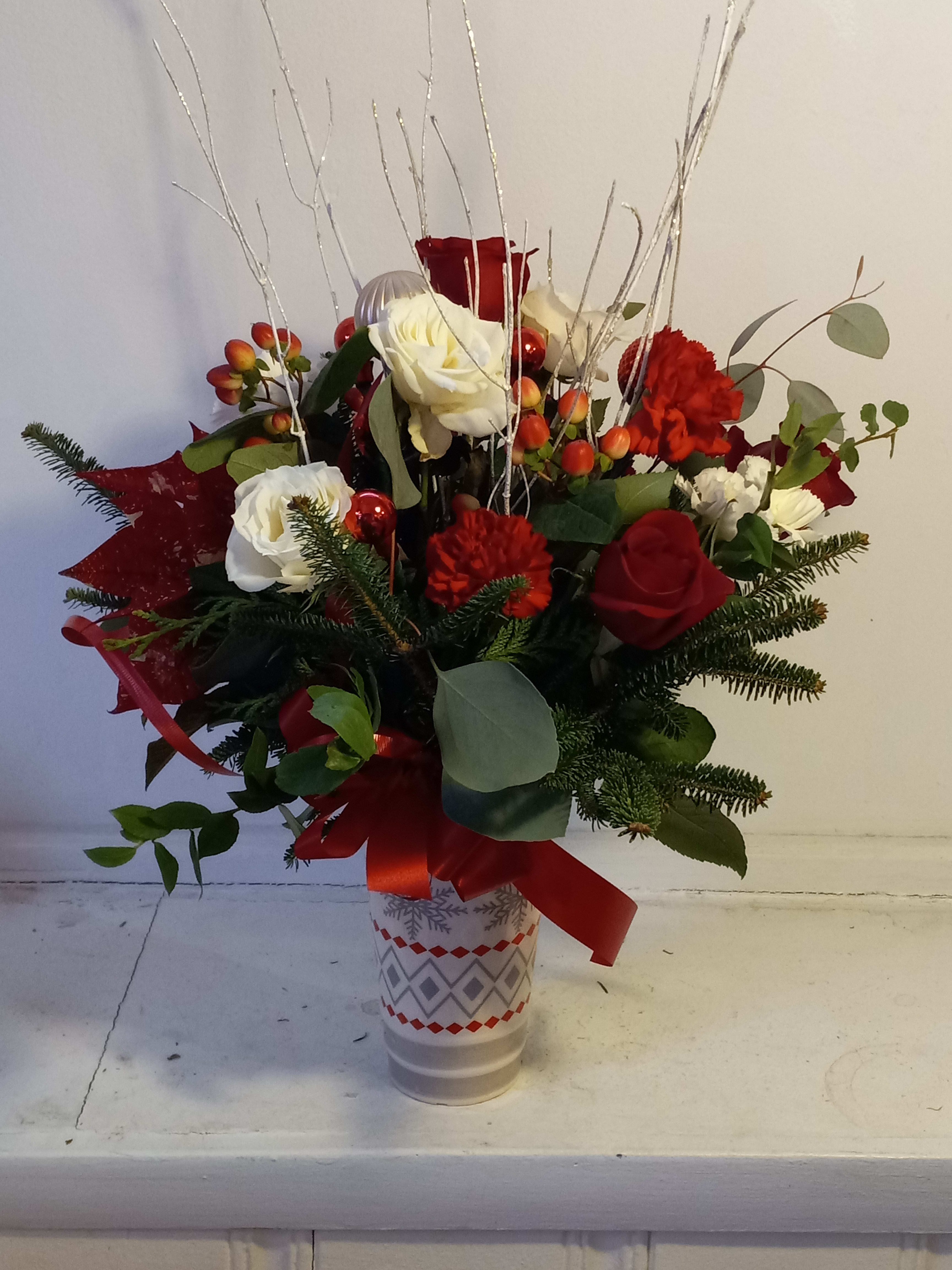 &quot;Christmas Latte&quot; - Tall latte winter decorated cup with the festive Christmas/New Year arrangement