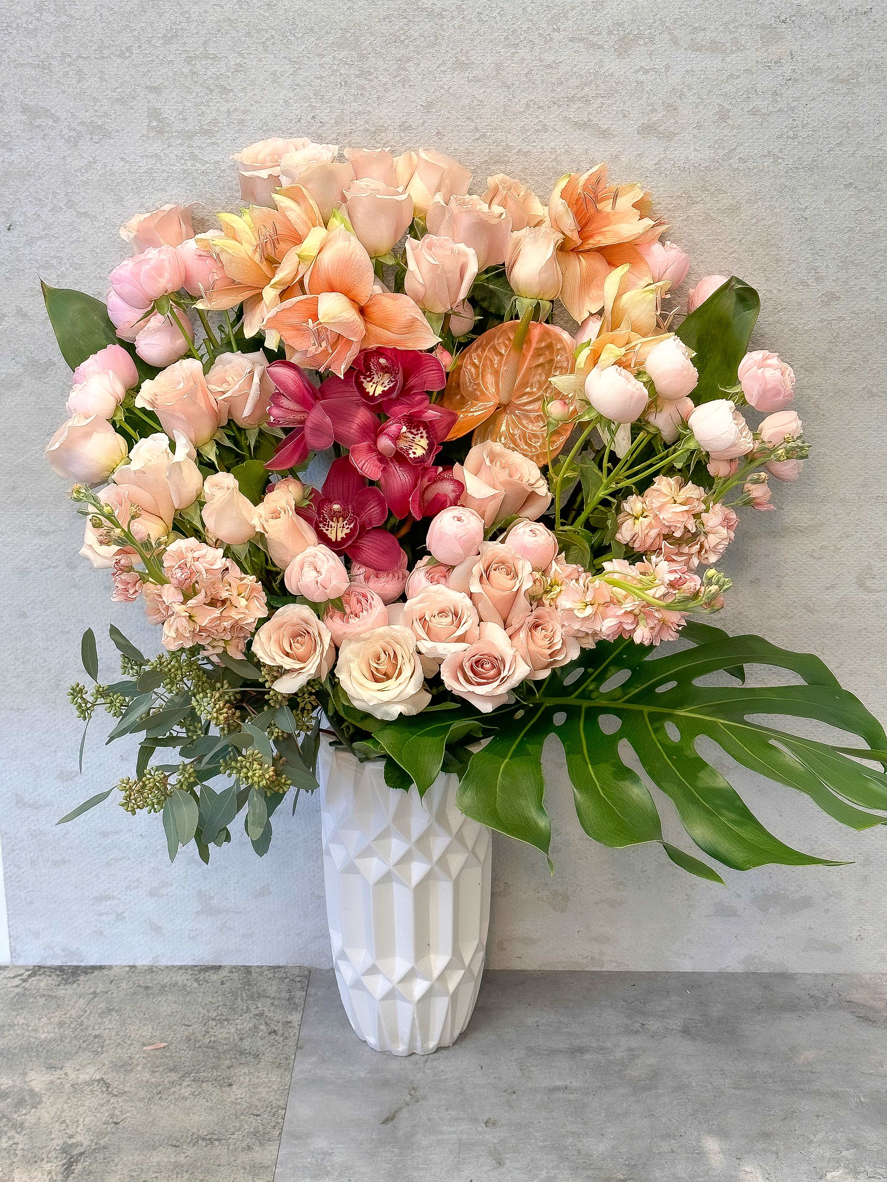 Premium Flowers in Tall Vase - Standard - Your order will be arranged approximately as shown on our website.