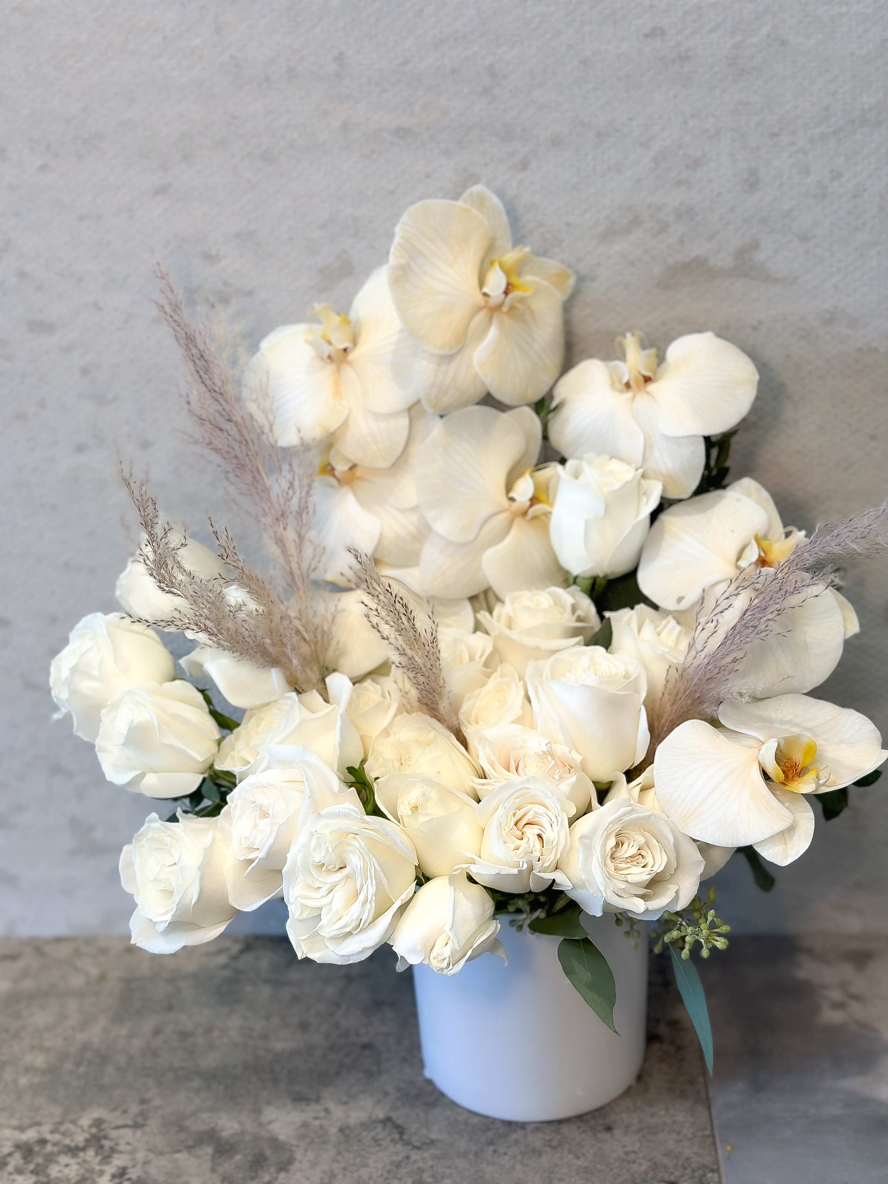White Premium Orchids Roses - Standard - Your order will be arranged approximately as shown on our website.