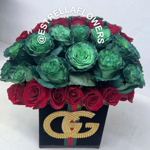 We Gucci ? We Gucci ? - Red and Green Roses . any occasion gift