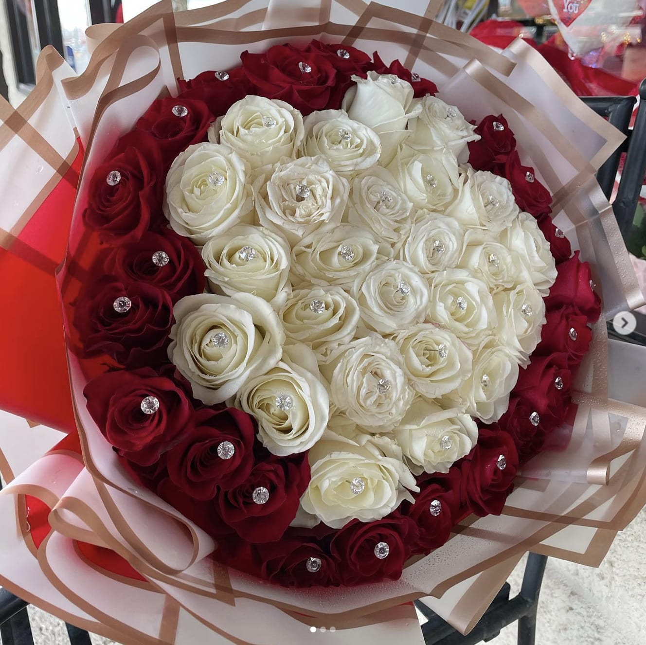 Luxury Red and White Diamond Bouquet Luxury Red and White Diamond Bouquet