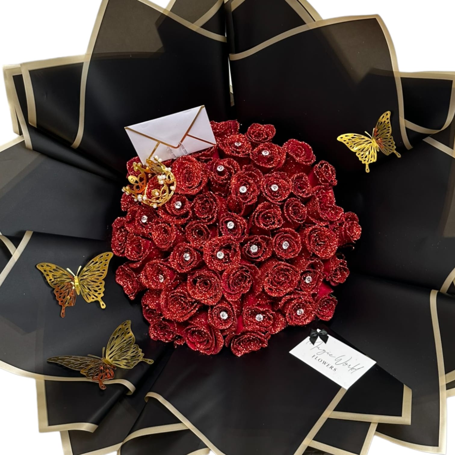 Red Glitter Roses - Black Box  Glitter roses, Red glitter, Glitter flowers
