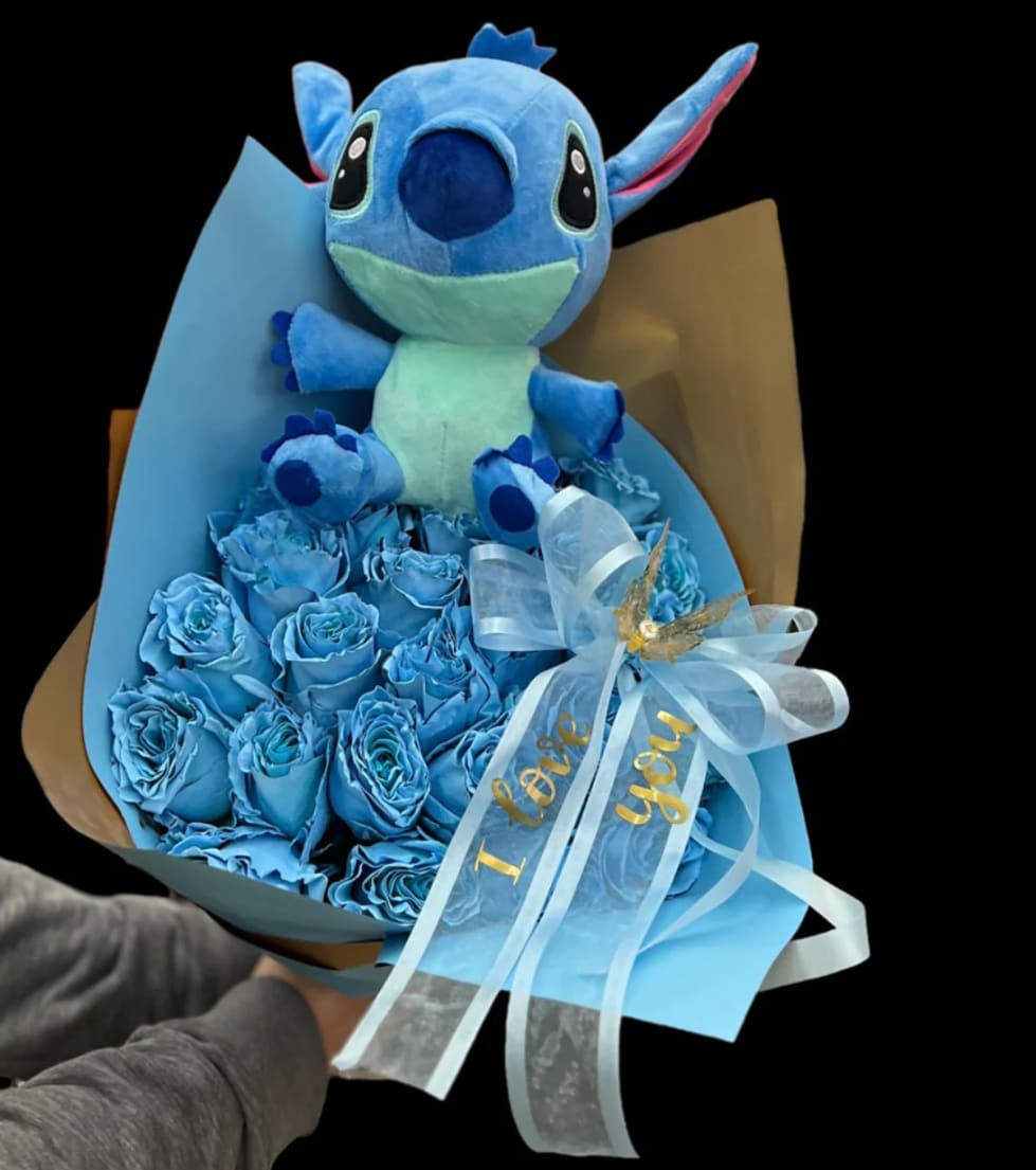Stitch Plushie bouquet by Brenda s Beauty Flowers