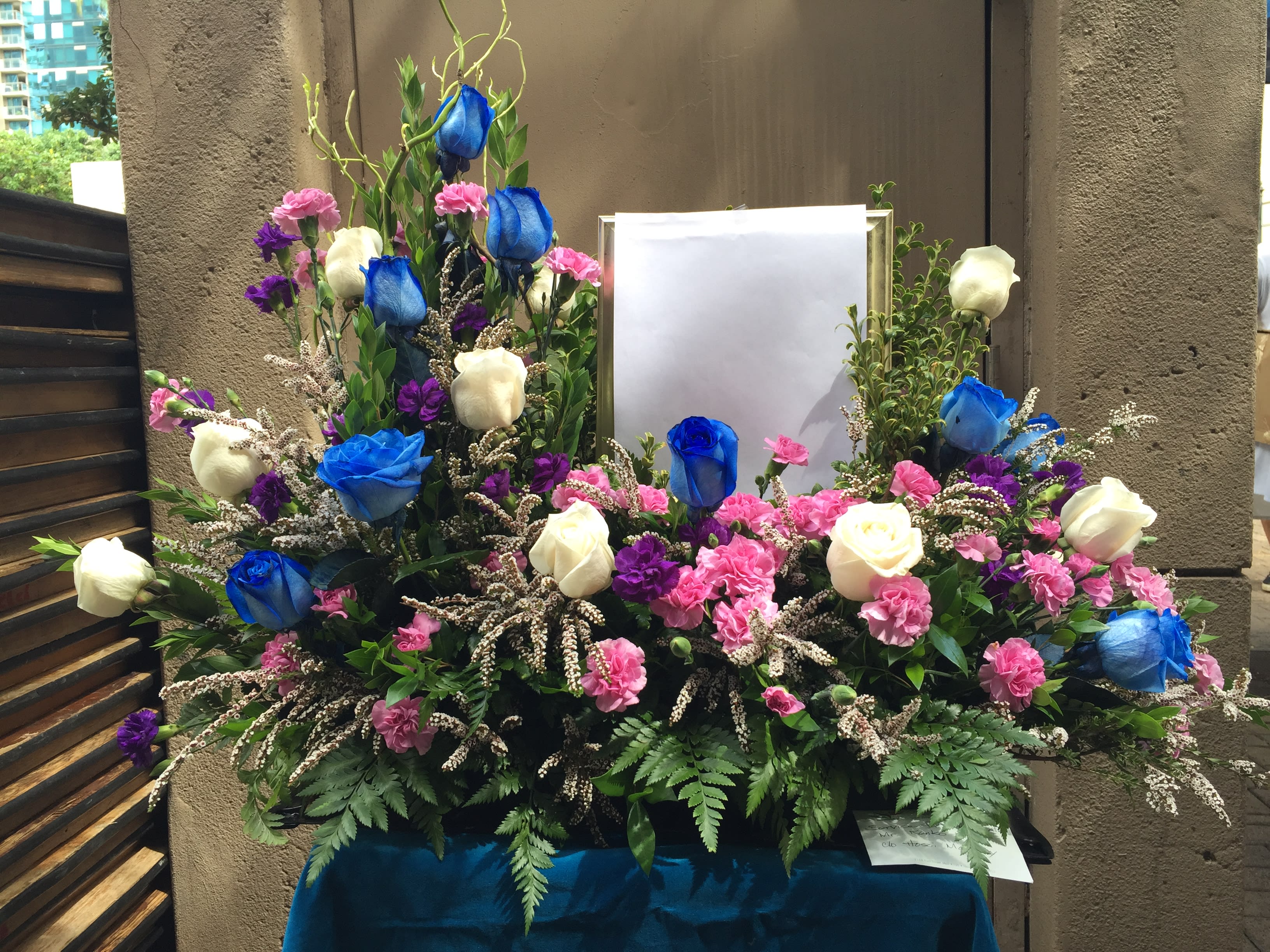 Blue flower arrangements store