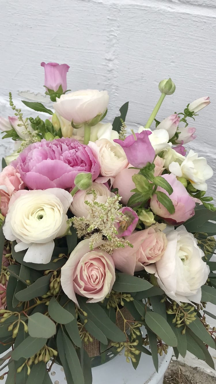 Mixed spring flowers pinks and whites - Soft spring mixed vase