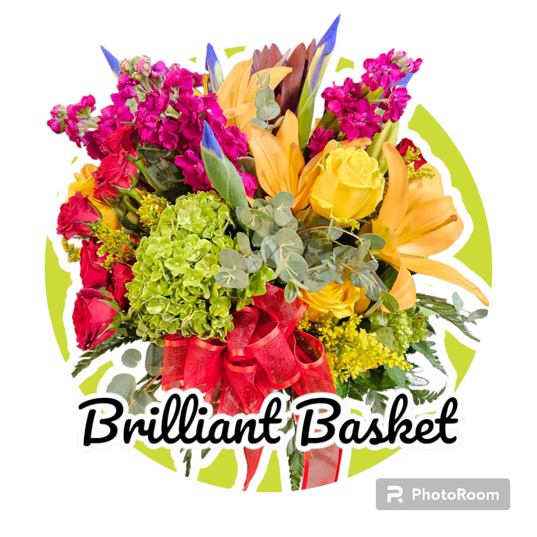 Brilliant Basket - A basket a bright beautiful mixture of flowers! 