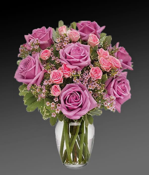 Kind Moments Bouquet - Our kind Moments Bouquet is perfect for any person and for any special occasion. Its perfect purples and pretty pinks speak for themselves as they famously continue to symbolize love, care and compassion. This bouquet is the perfect classic-meets-modern floral arrangement. Furthermore, we guarantee that your recipient will love it as a birthday gift, congratulations gesture, anniversary and more!