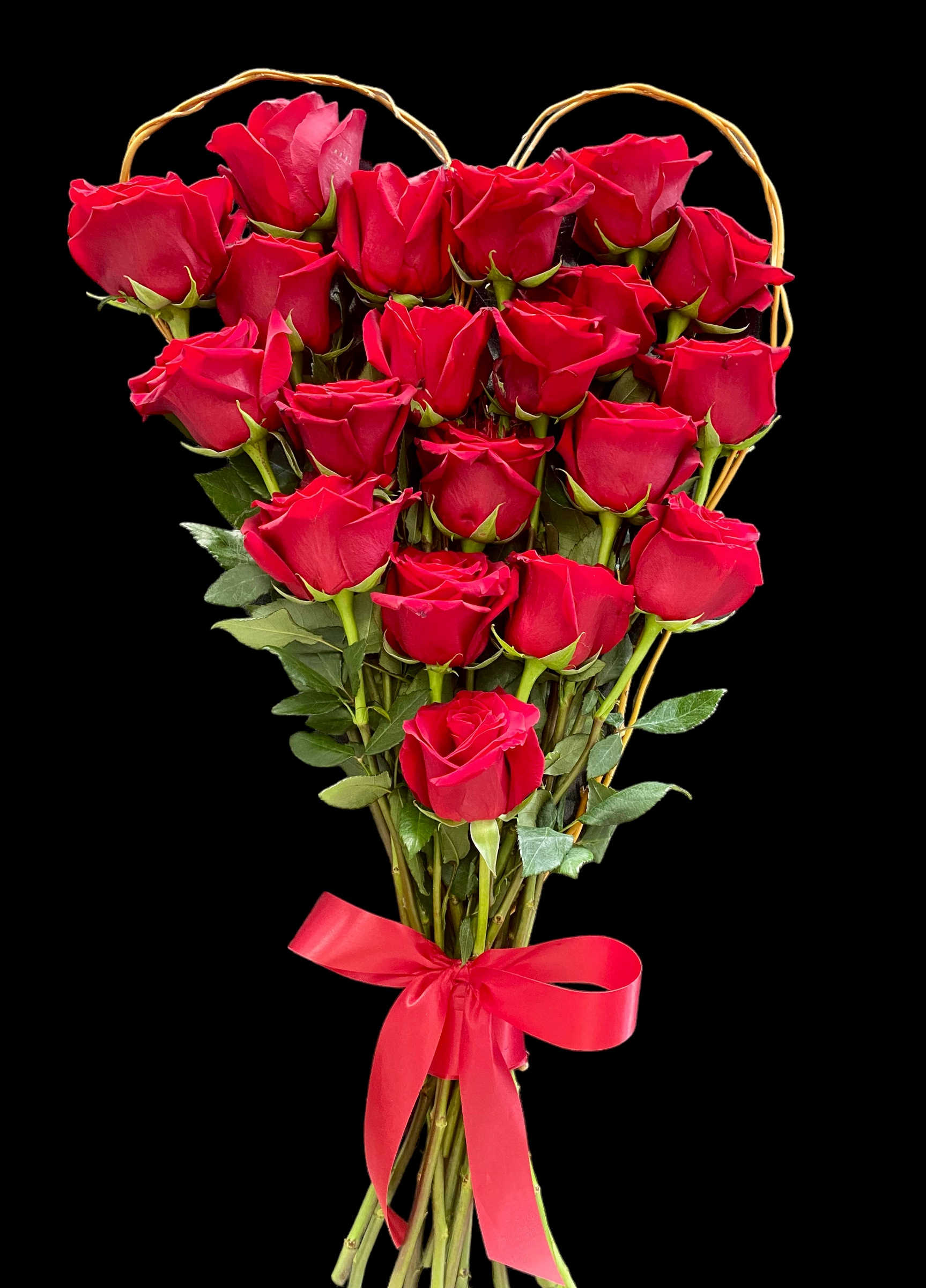 Chaney´s Red Roses Valentine Heart  - 20 red roses topped with a hand made heart of fresh curly willow. The perfect gift for your beloved!