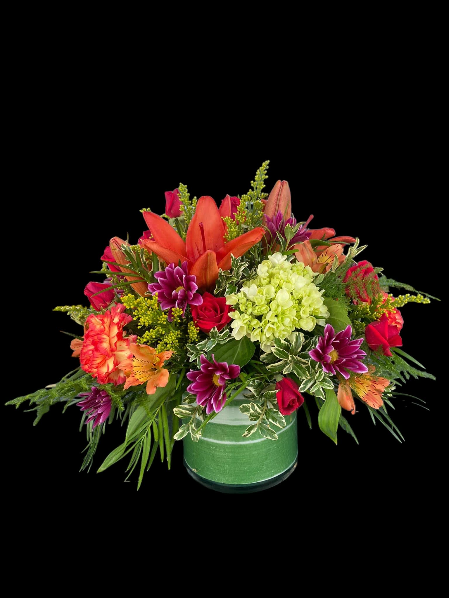 Chaney´s Flower Mix 1018 - Bright colors with a tropical touch. Vase included!