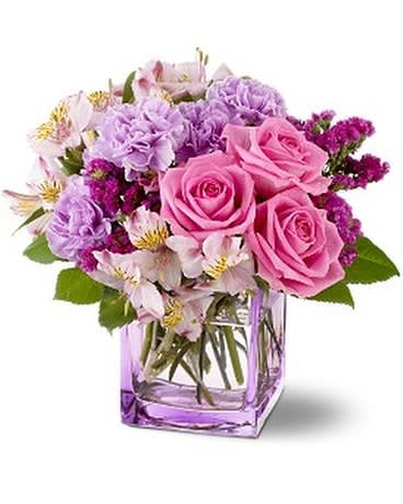 #12 Teleflora's Beautiful Day - Give someone a beautiful day! send them this mix of fresh flowers in delectable shades of raspberry lavender and pink flowers include roses. Approximately 10&quot; (W) x 10&quot; (H) Orientation: All-Around As Shown : TFWEB138