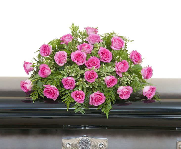 Pink Rose Casket Spray - Pink Roses and select foliage make up this beautiful casket spray.