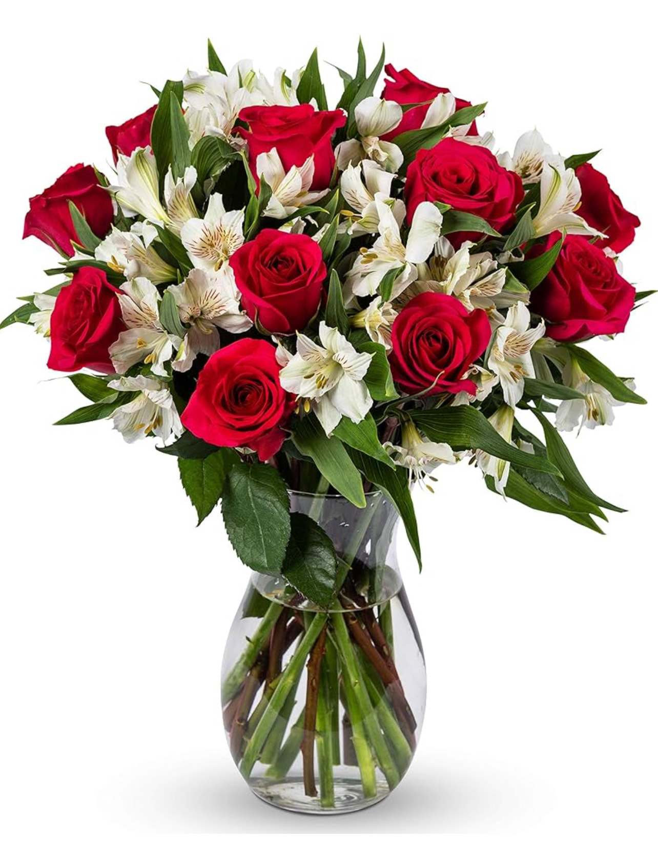red lust red lust - red roses .white alstromedias
