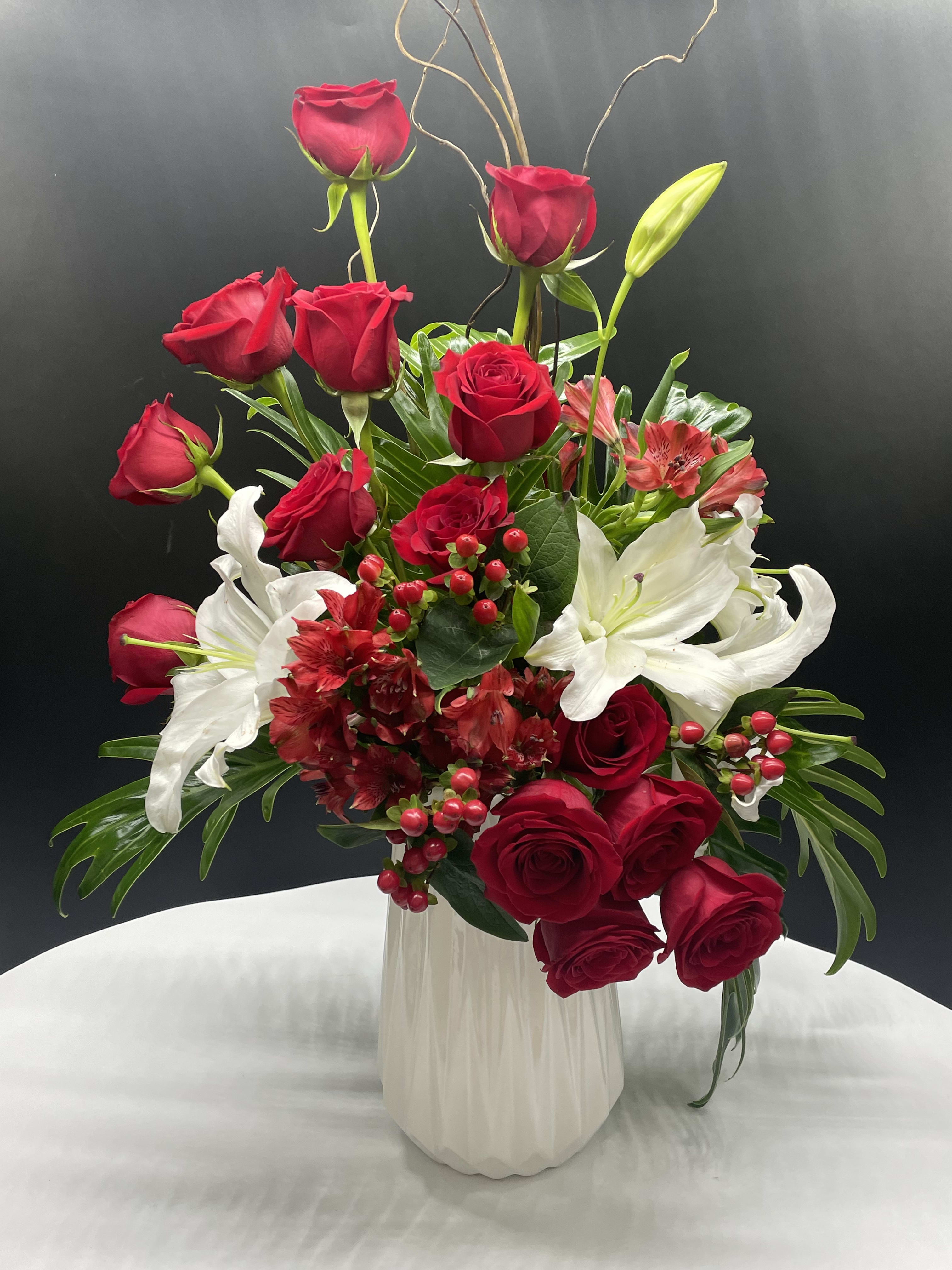 It’s the season - Red roses, Casablanca lilies, alstromeria