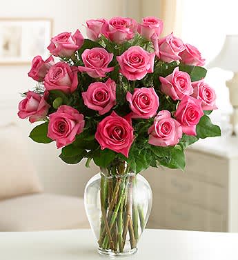 All Pink Roses - Elegance Pink Roses with 12 roses.