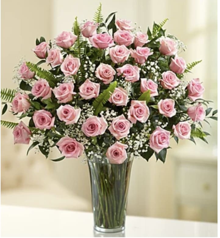 Three Dozen Pink Roses - Three dozen gorgeous pink roses are the perfect romantic gift to send to the one who's always on your mind and in your heart.