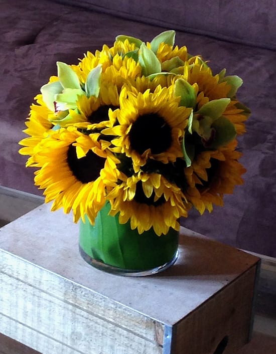 Sunshine #E104 - Pave of pretty Sunflowers and Orchids