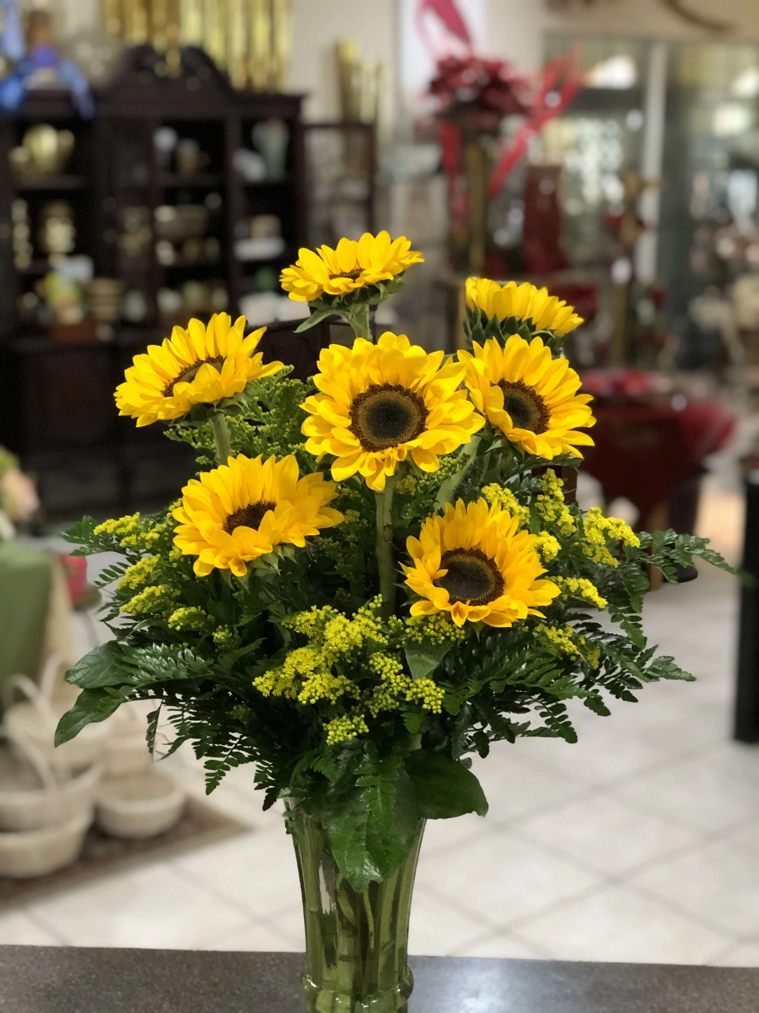 Vincent Van Gogh Vase Sunflowers - A beautiful vase of glorious sunflowers that is sure to do Vincent Van Gogh proud. Vases vary upon availability.