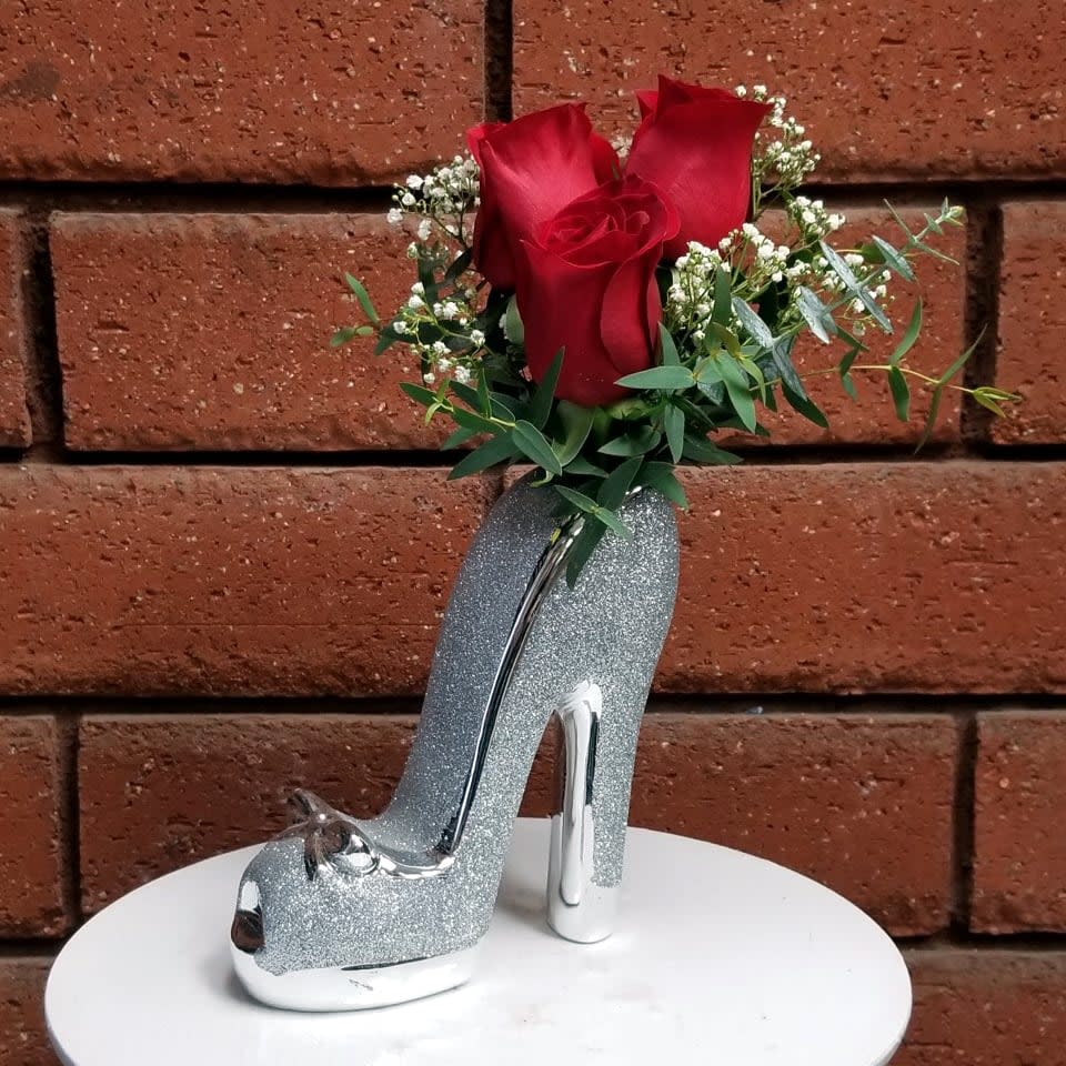 Sparkly High Heel Shoe Rose Budvase in San Diego CA House of Stemms