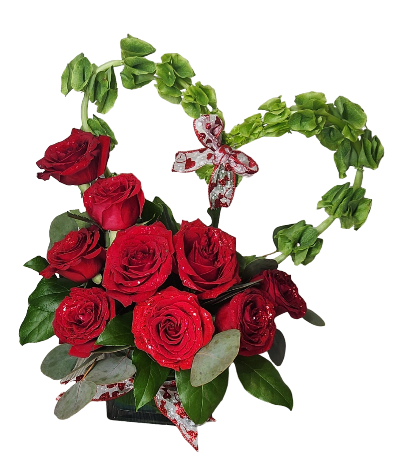 Lovin' On You - Show that special someone how you feel! This delightful design will get them smiling. Look close, glittered roses abound.
