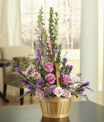 Purple &amp; Pink Delight - Purple roses and liatris, and pink roses and snaps