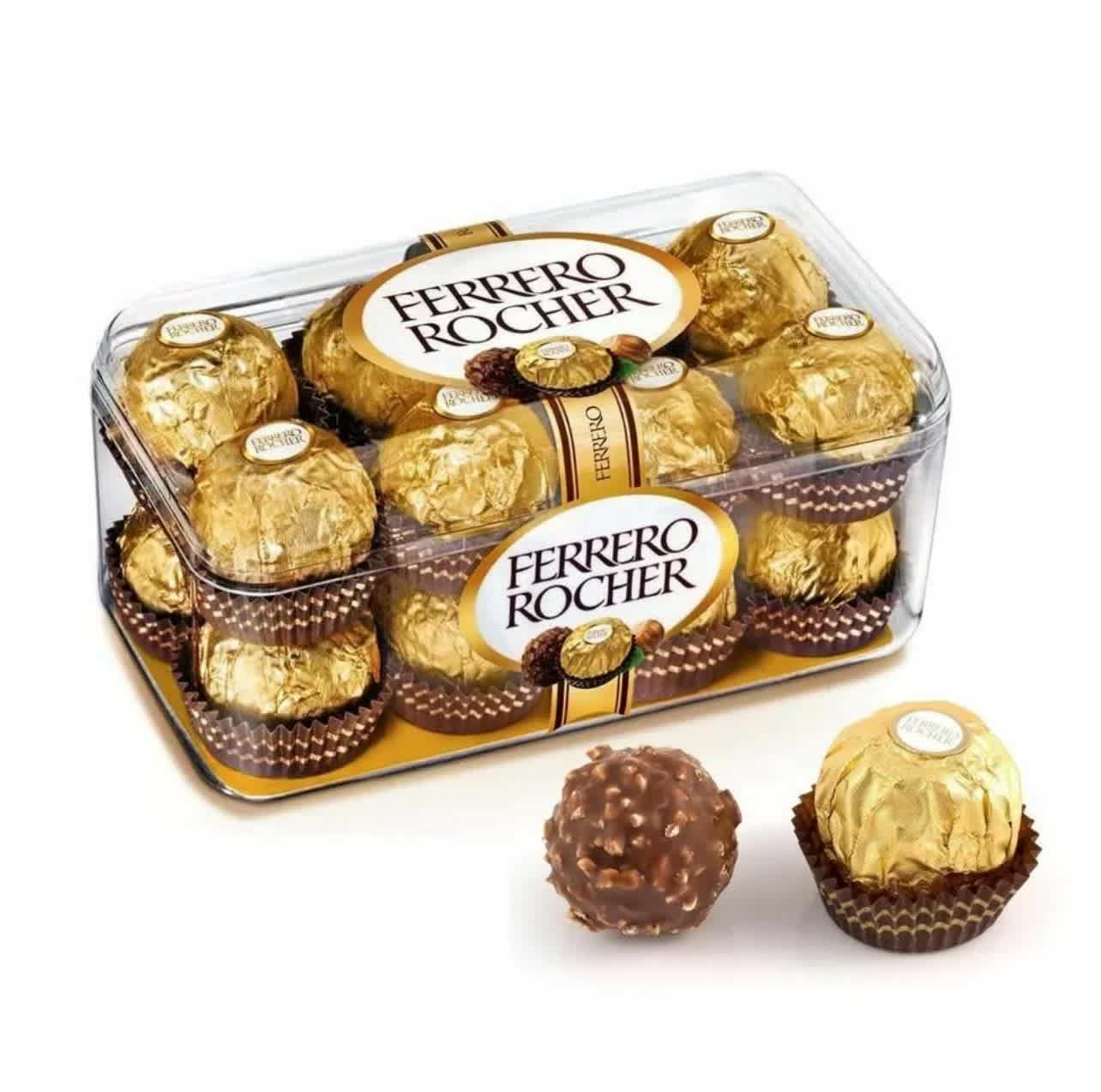 Ferrero Rocher Chocolates 16 pieces Ferrero Rocher Chocolates 16 pieces - Indulge in sweet sophistication with our exquisite sixteen-piece Ferrero Roche chocolate box. Treat or surprise a loved one with the perfect blend of luxury and indulgence.