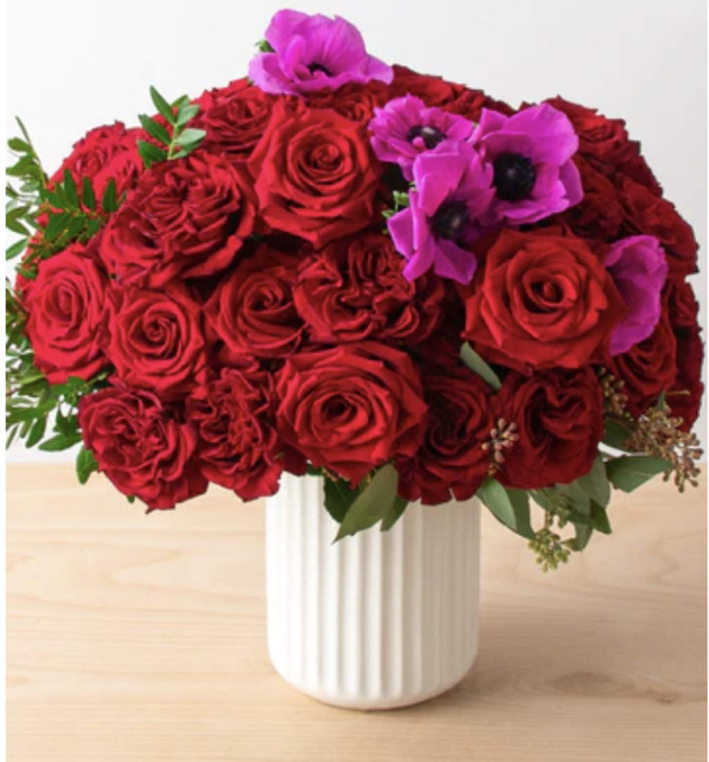 My sweet love letter -by Scott’s New York - Roses and Anemones, this Grand and elegant centerpiece is for someone Truly Special 
