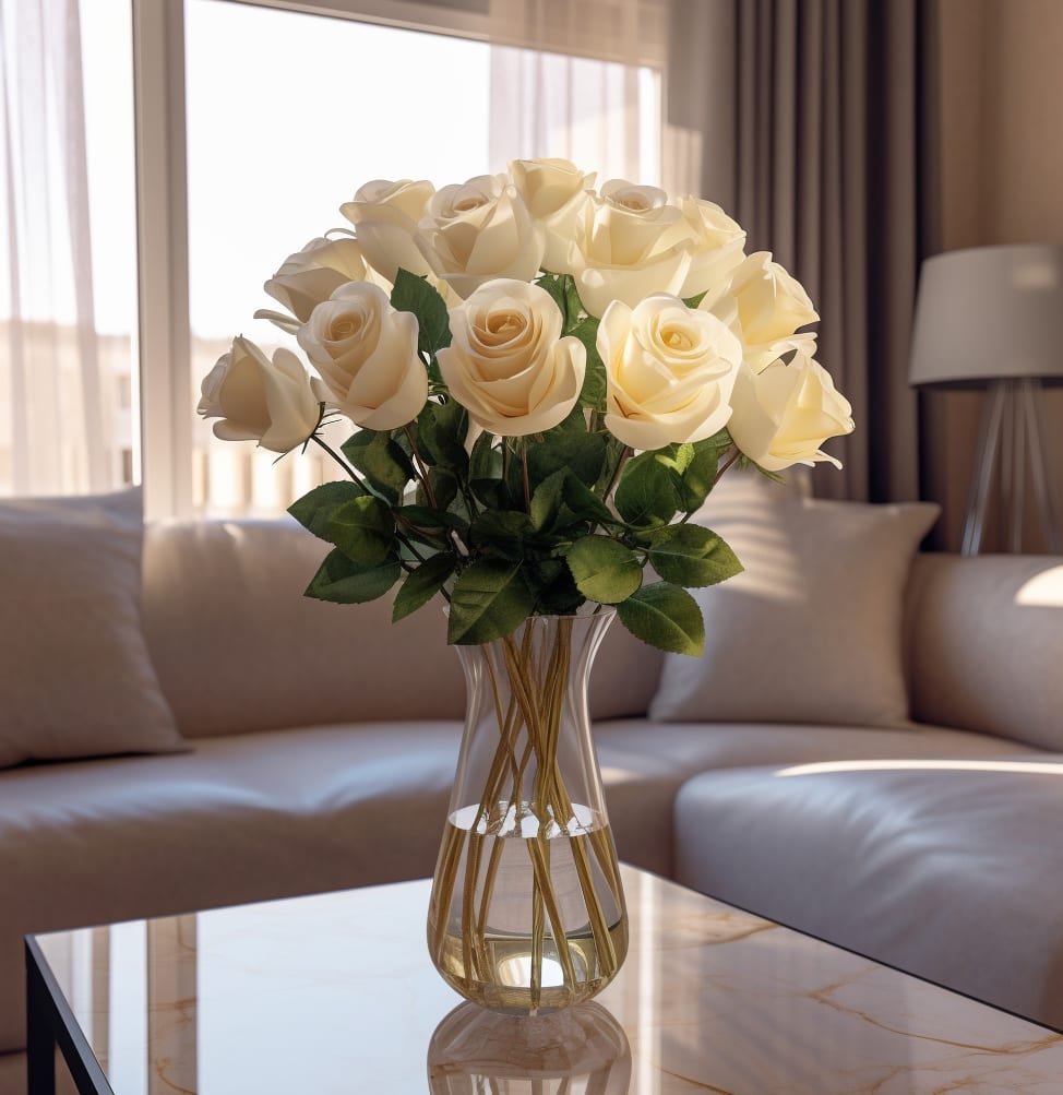 Dozen of white roses Dozen of white roses - Beautiful white dozen of roses in a clear vase