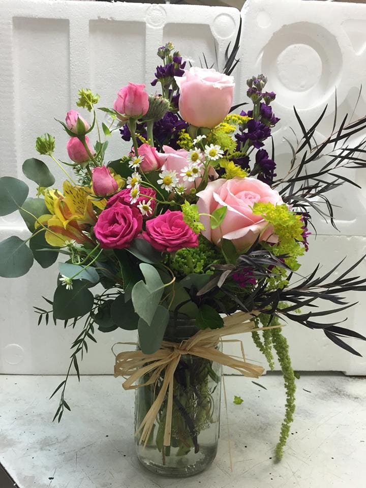 Designer's Choice Mason Jar - Designer's Choice Mixed flower Mason Jar.  