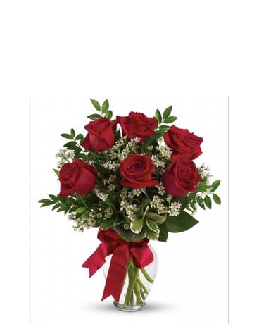  Roses for you! - A simple, yet beautiful bouquet of six red roses.  DELUX VERSION: 9 roses