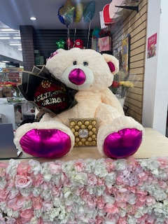BIG BEAR 1.60 CM - WHIT BOUQUET BOOUCHON AND CHOCOLAT BOX