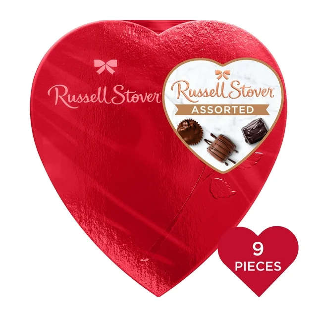 Heart Shaped Box of Chocolate  - Russel Stover 9 piece box of Chocolate 