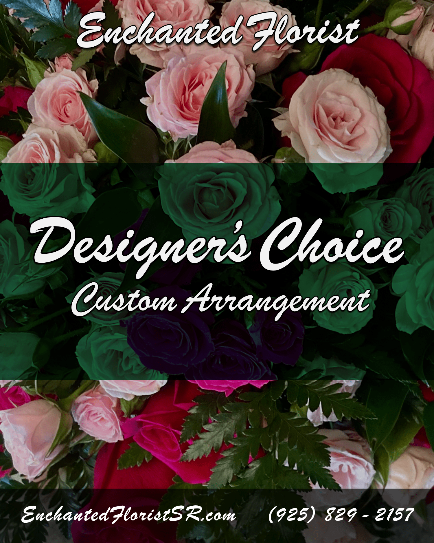 Designer's Choice - Leave the floral design to the experts. Choose your price-point and our talented florists will create a beautiful arrangement that everyone will be sure to love! Please give us a call if you'd like a different price than the three shown: (925) 829-2157