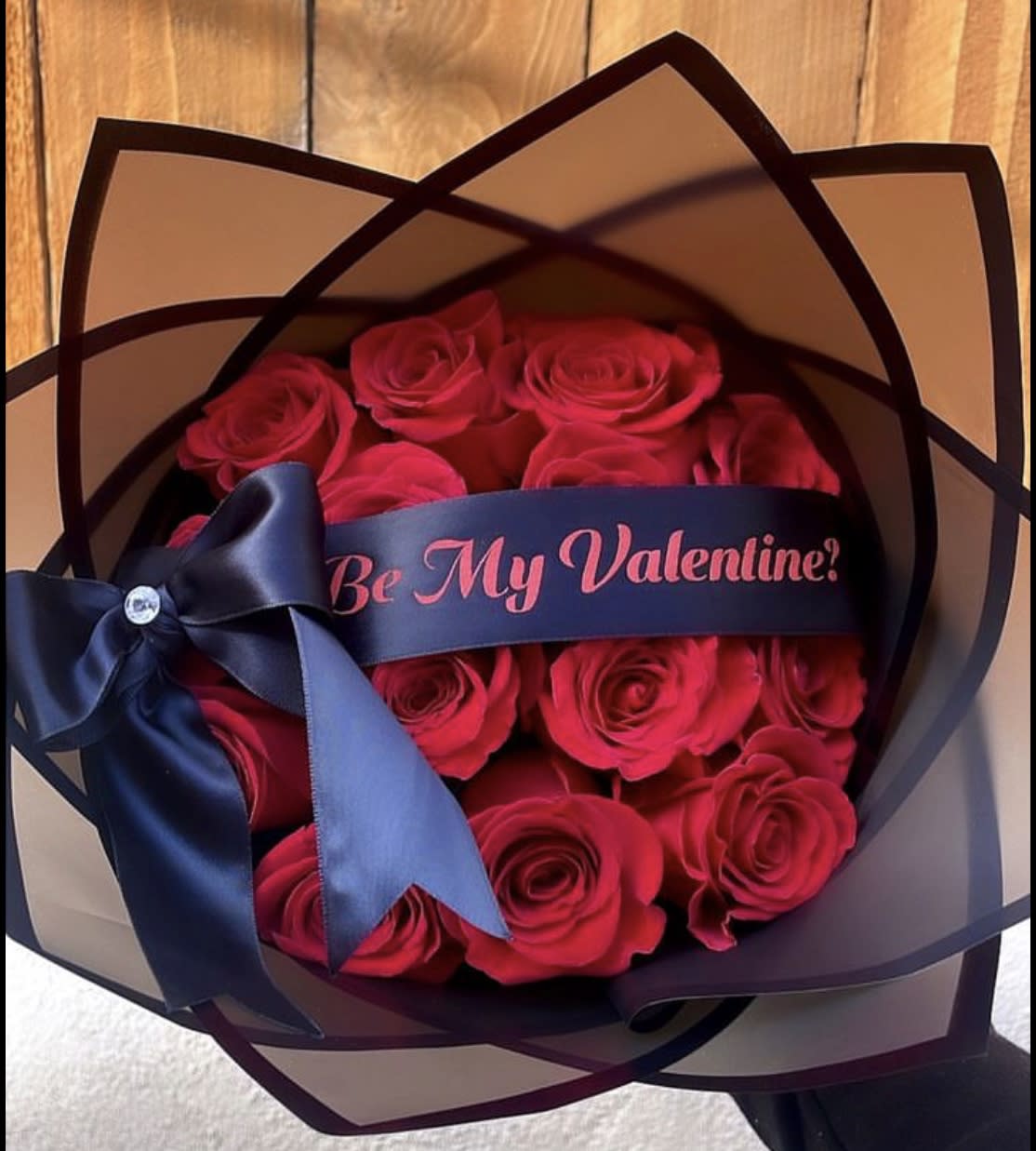 My Valentines  - 24 Red Roses, Wrapped in specialty tissue and draped with a Satin Ribbon  Be My Valentines 