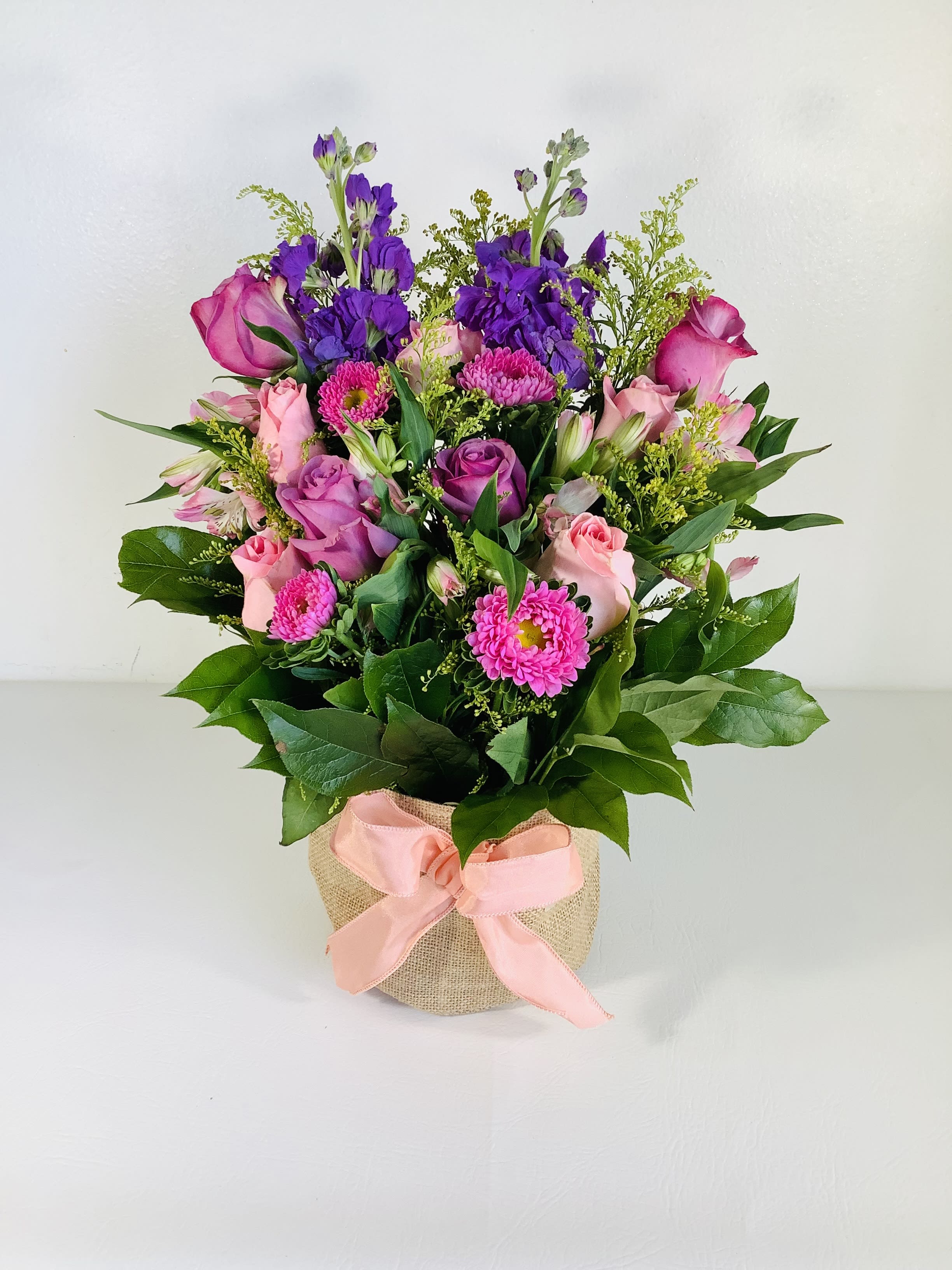Flowers in burlap sack hotsell