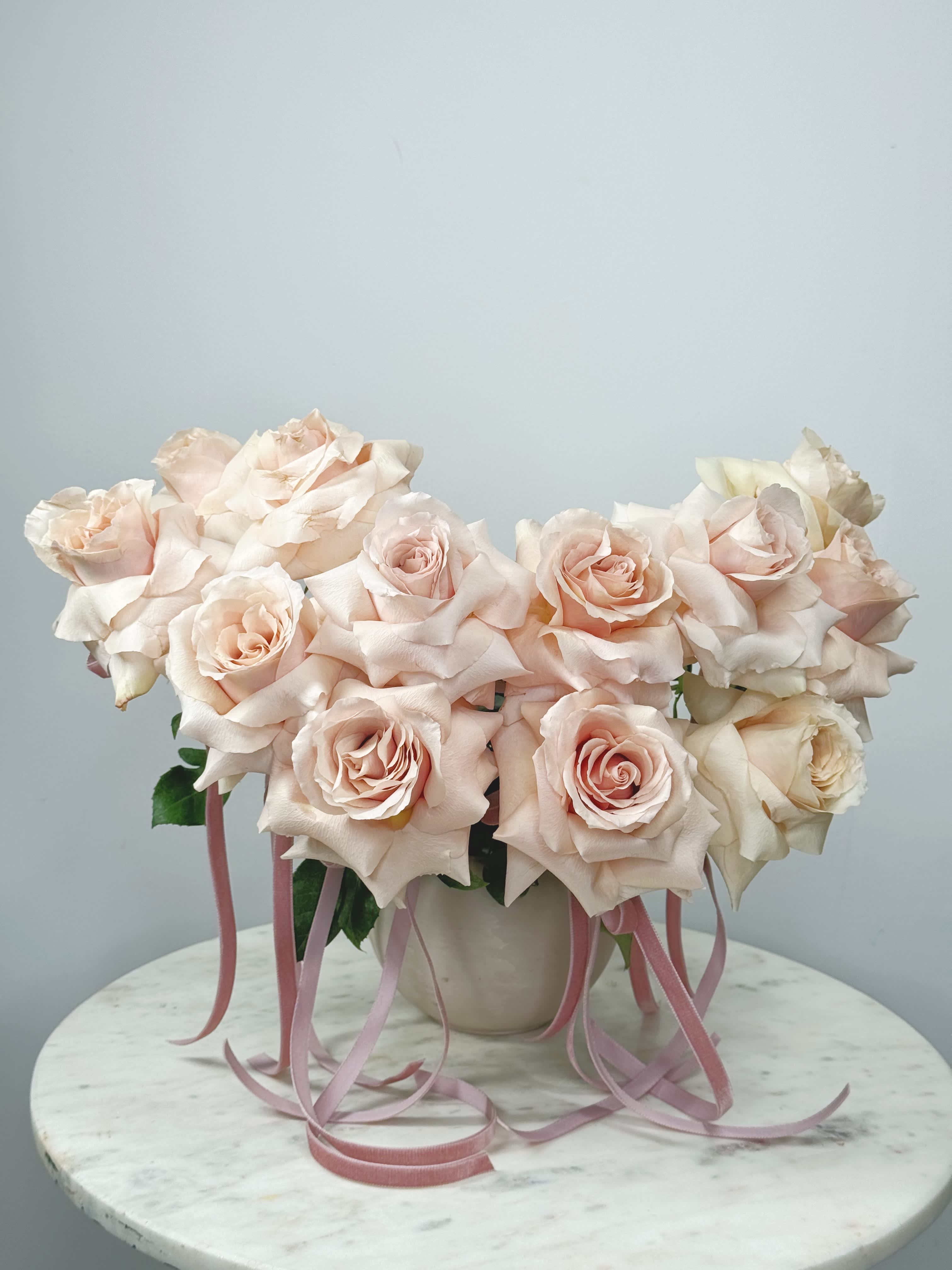 Light Pink Roses Kiss - Delicate and light arrangement for someone who is a sweet angel in your heart.