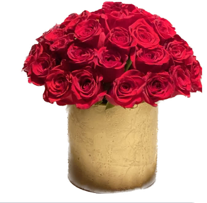 Romantic Gold - Roses in a gold vase.