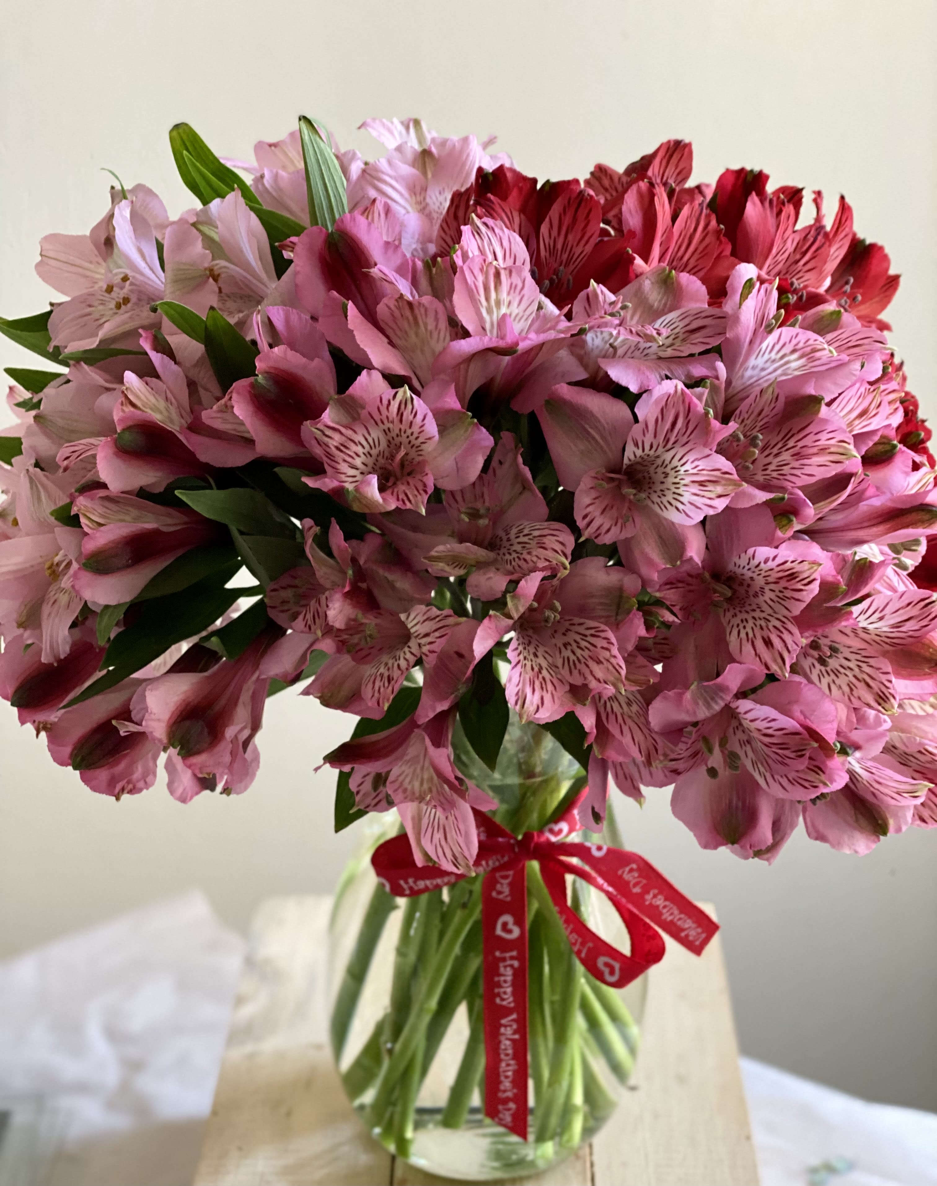 Awesome Alstroemeria-Long lasting - Alstroemeria signifies devotion, prosperity and fortune. This awesome arrangement delivers all these sentiments and more. Aprox 24+ stems of seasonal colors based on local availability.  Your personalized card is handwritten and always free with your order at Art Le Fleur. 