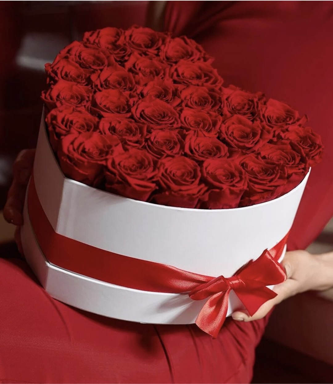 Symbol Of Love - 30 Gorgeous Red Roses designed In A Beautiful Heart Shape Gift Box With Satin Bow. 