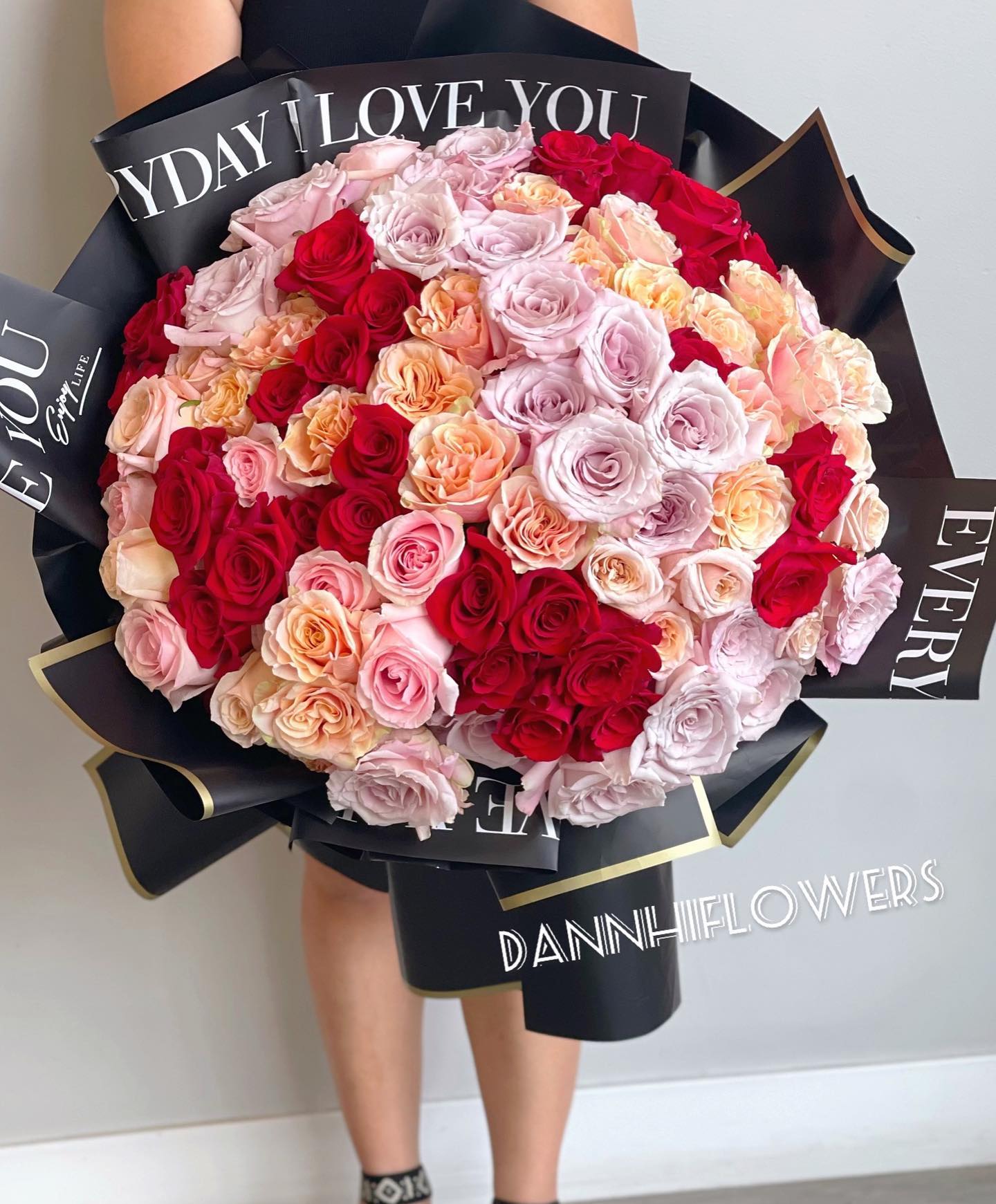Ravishing beauty - 99 roses mix bouquet. You can choose your own flowers color combo. 