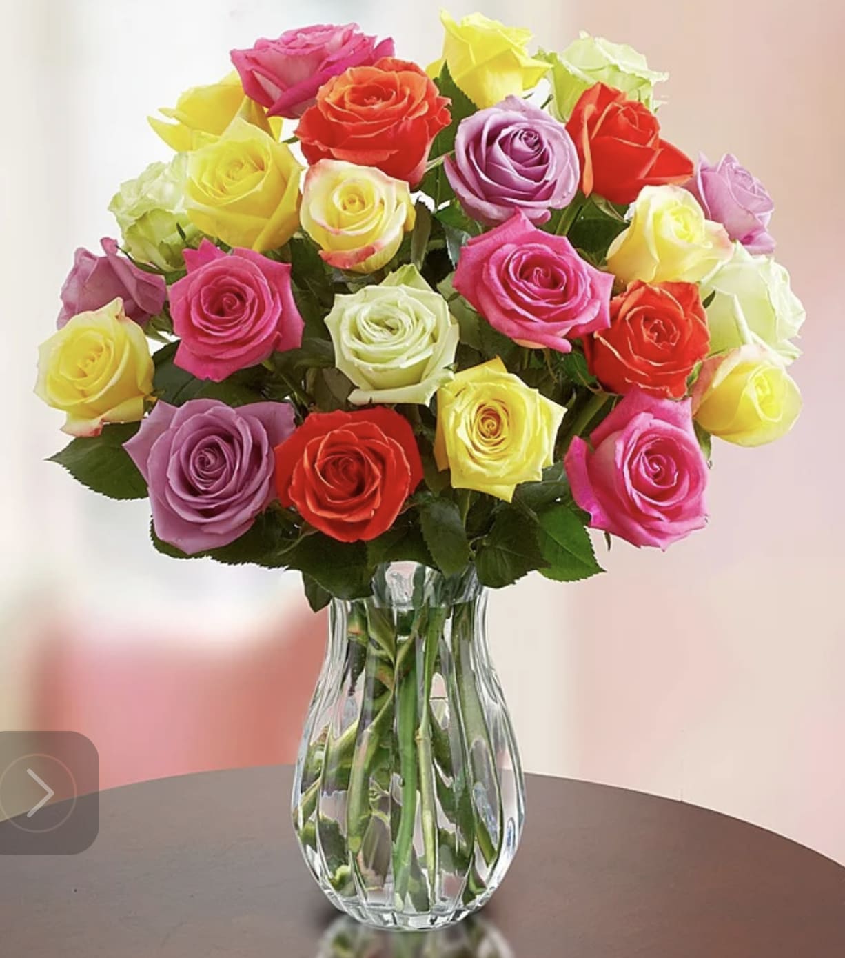 Make it Pop Make it Pop - Who doesn't love a bright vase of colorful roses 24 stems with clear vase Approximate Dimensions: 15"D x 15"H