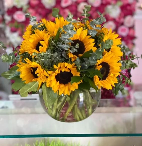 Sunny Day Arrangment - This Arrangement includes Sunflowers and Eucalyptus Greenery. This is a Perfect Gift for all occasions and to brighten up someones day! 