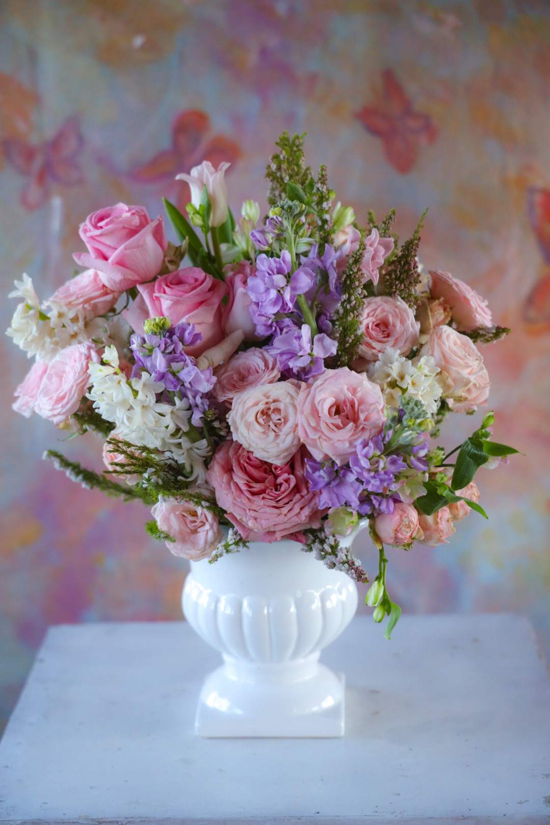 The Love Letter Bouquet - The Love Letter Bouquet. As soft as poetic words, as dear as caring sentiments, as sweet as your intentions. Stamped and sealed with beauty.  Custom, one of a kind floral arrangements by floral artist Stacy Leafsong.  Photos provide examples, and each arrangement &amp; vase is unique.   Arrangements will be delivered before 7pm, for specific delivery time please include in special instructions. On holidays, our busiest times, deliveries will be made by 7:30pm.